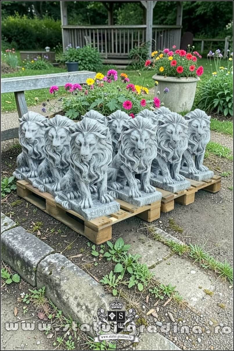 Statuetă leu în șezut, gri patinat, model S46. (3)