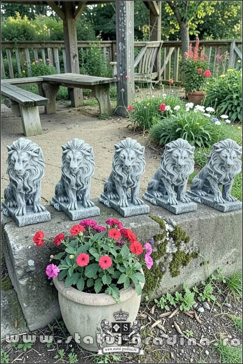 Statuetă leu în șezut, gri patinat, model S46. (4)