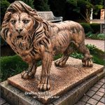 Statuetă leu mare în picioare, arămiu antichizat, model S33.