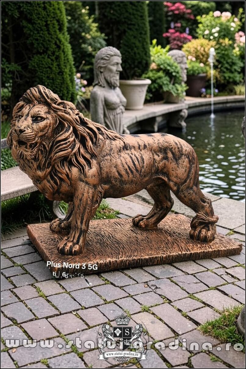 Statuetă leu mare în picioare, arămiu antichizat, model S33. (3)