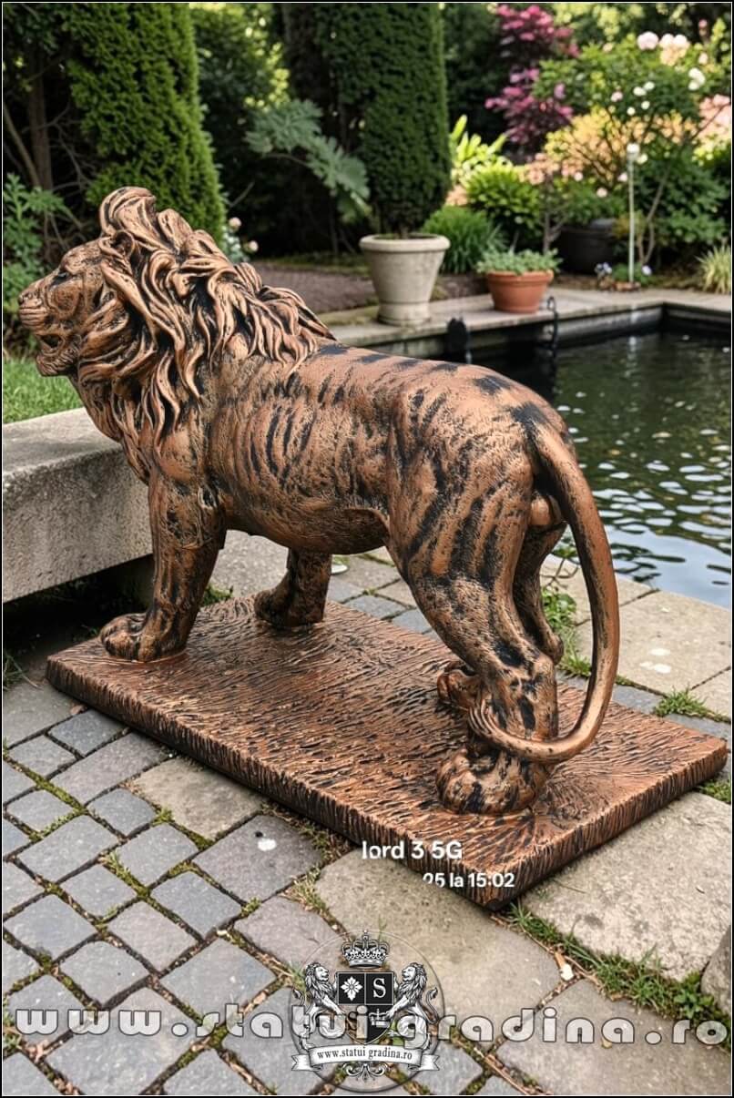Statuetă leu mare în picioare, arămiu antichizat, model S33. (4)