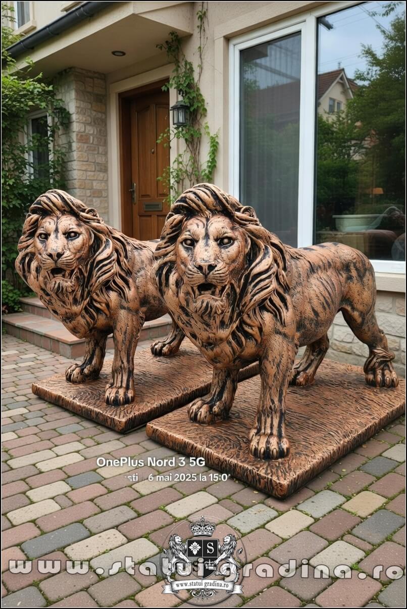 Statuetă leu mare în picioare, arămiu antichizat, model S33. (5)