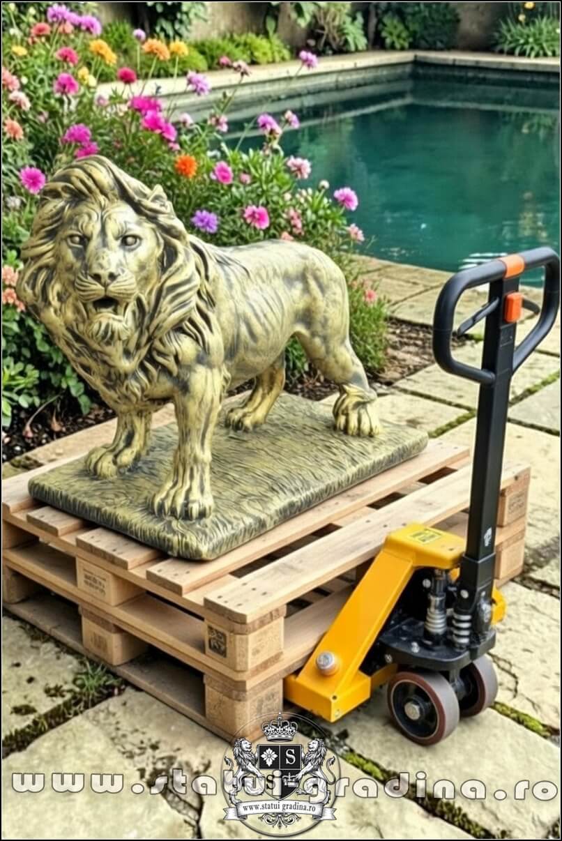 Statuetă leu mare în picioare, auriu antichizat, model S33. (5)