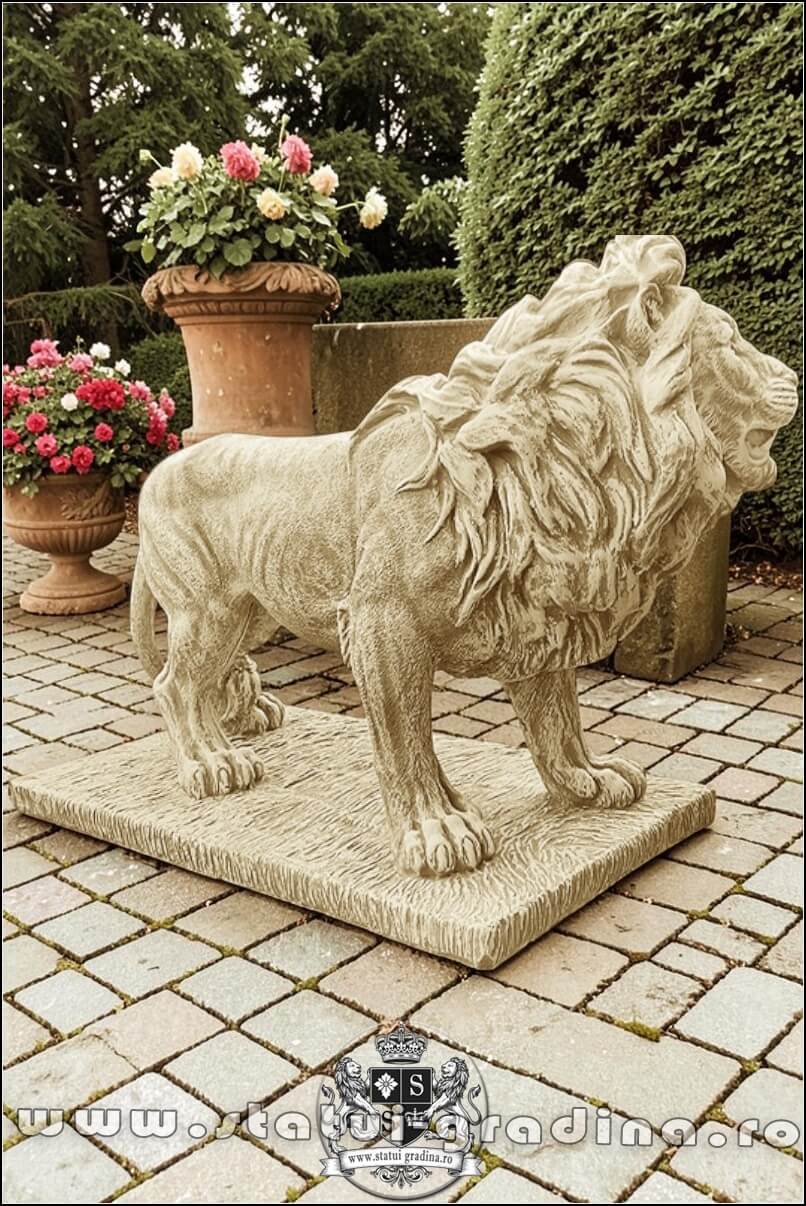 Statuetă leu mare în picioare, galben antichizat, model S33. (2)