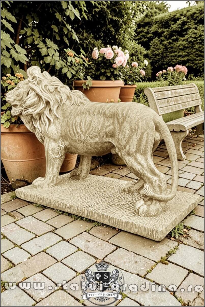 Statuetă leu mare în picioare, galben antichizat, model S33. (3)