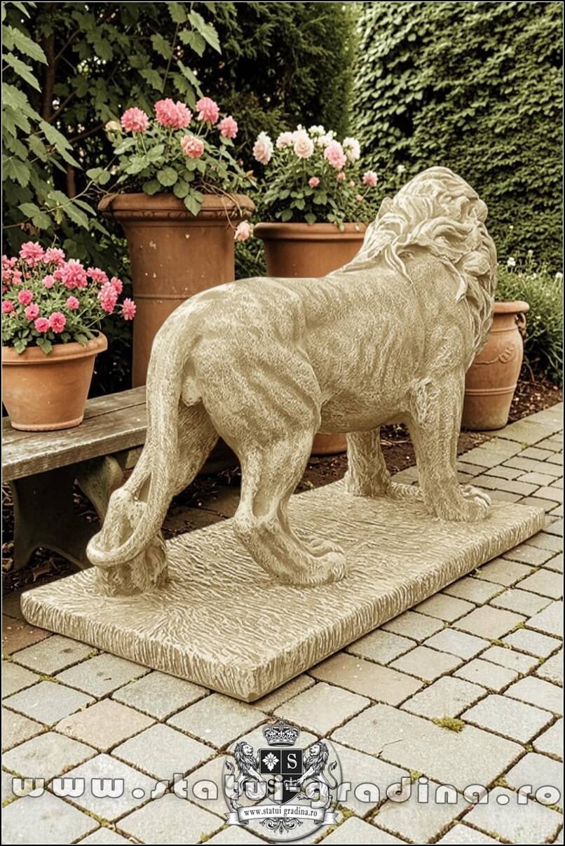 Statuetă leu mare în picioare, galben antichizat, model S33. (4)