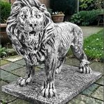 Statuetă leu mare în picioare, gri antichizat, model S33.