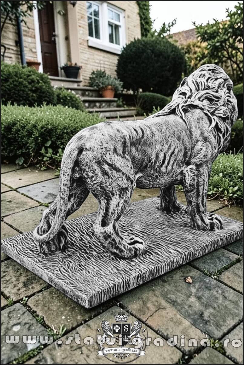 Statuetă leu mare în picioare, gri antichizat, model S33. (3)