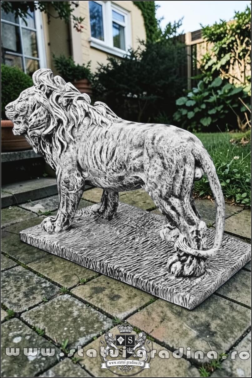 Statuetă leu mare în picioare, gri antichizat, model S33. (4)