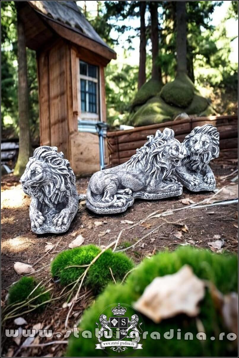 Statuetă leu mic culcat, gri patinat, model S56. (3)