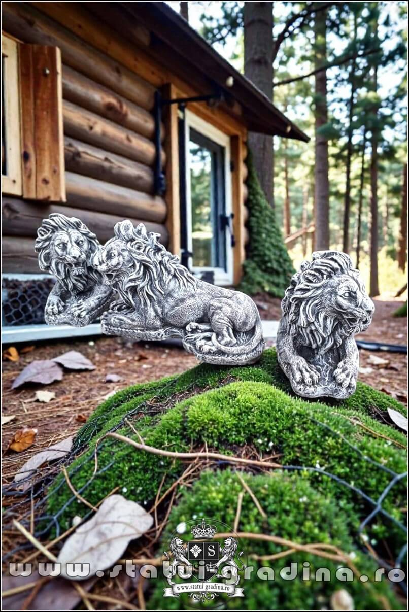 Statuetă leu mic culcat, gri patinat, model S56. (5)