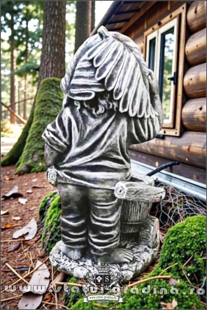 Statuetă pitic trol cu roabă, din beton, model S57. (5)