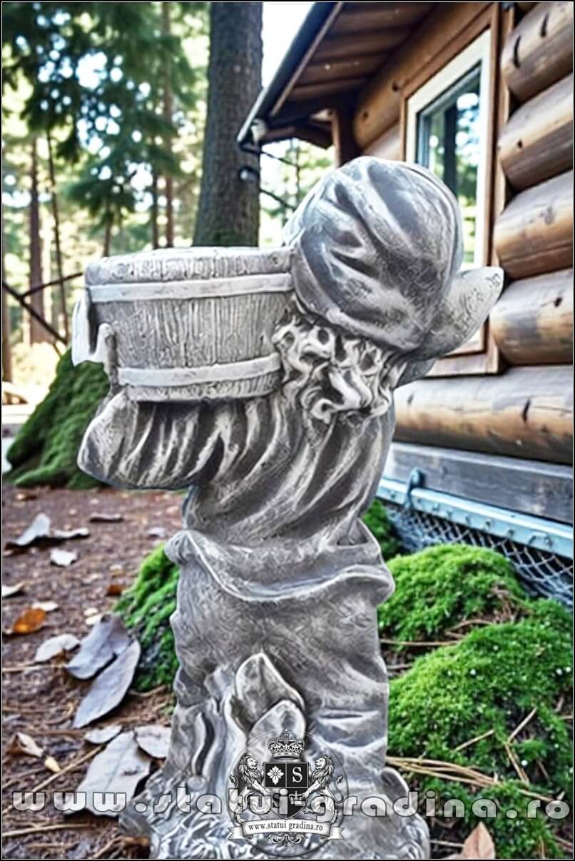 Statuetă pitic trol cu vază, din beton, model S58. (4)