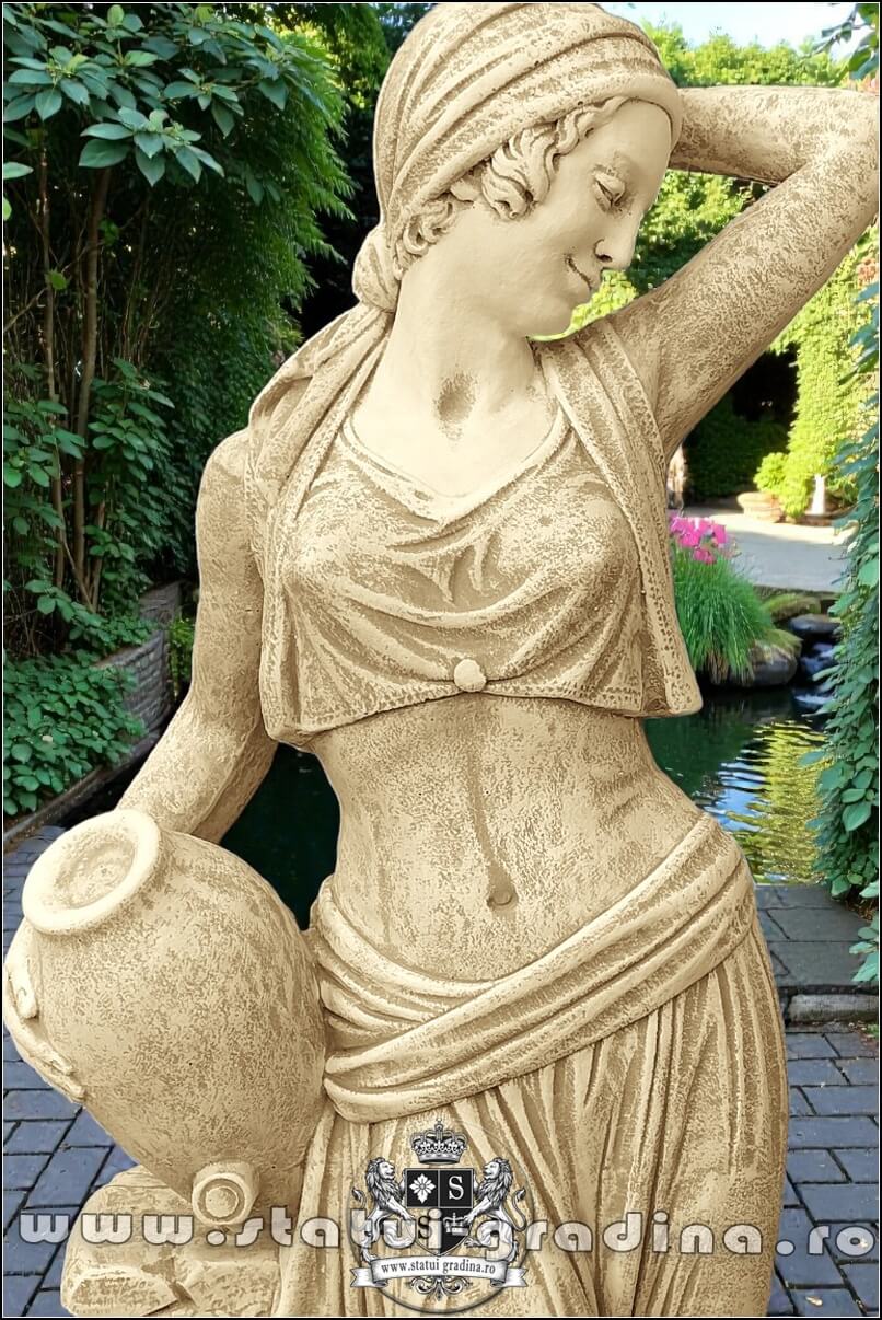 Statuetă țărăncuța la cișmea, galben patinat, model S51. (1)