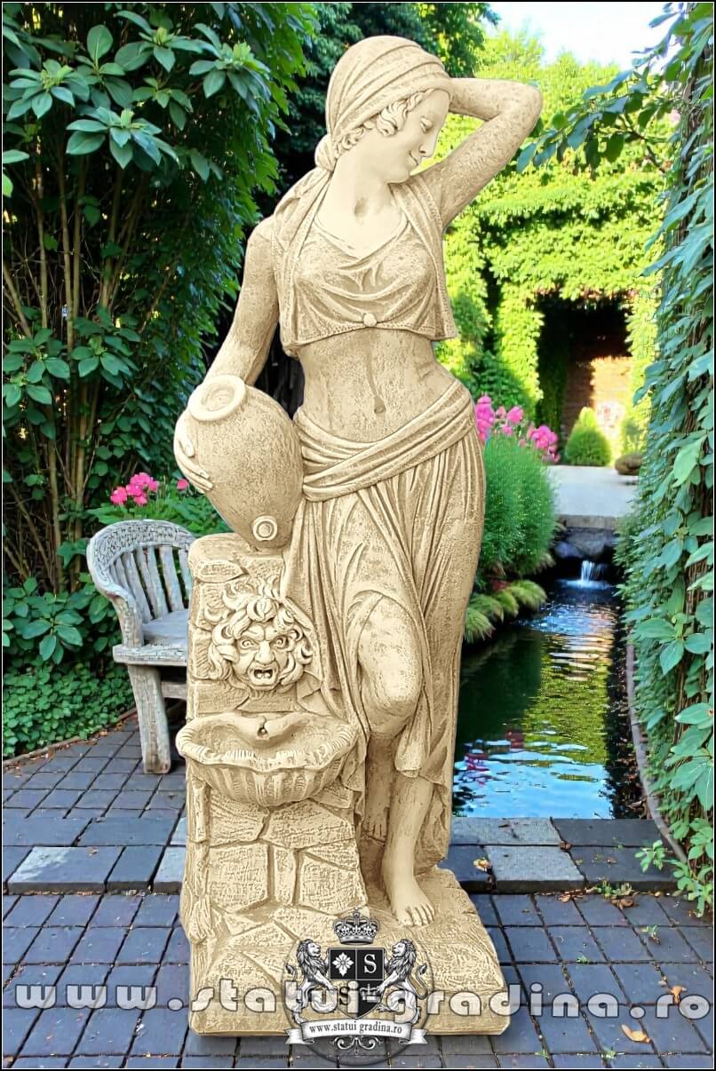 Statuetă țărăncuța la cișmea, galben patinat, model S51. (2)