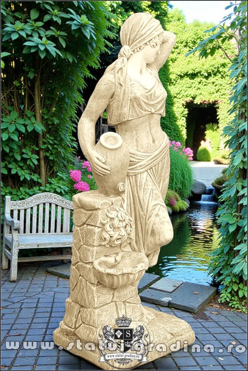 Statuetă țărăncuța la cișmea, galben patinat, model S51. (3)