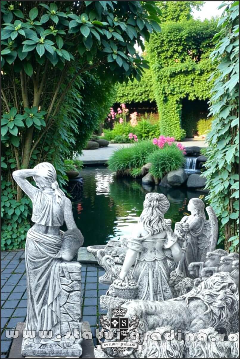 Statuetă țărăncuța la cișmea, gri patinat, model S51. (4)