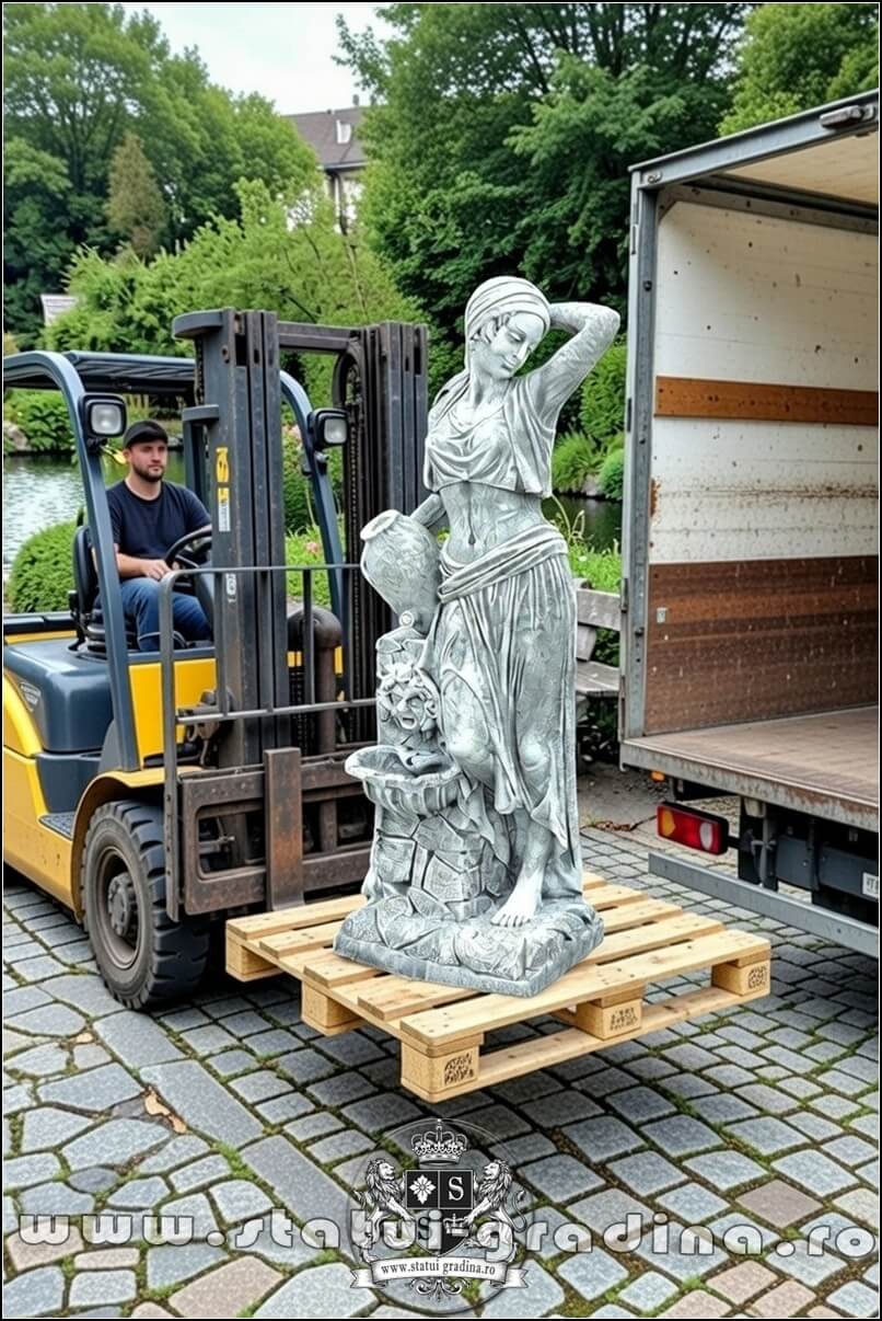 Statuetă țărăncuța la cișmea, gri patinat, model S51. (5)