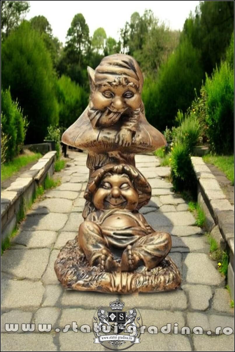 Statuetă troli pe ciupercă, arămiu patinat, model S61. (1)