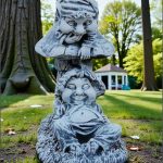 Statuetă troli pe ciupercă, gri patinat, model S61.