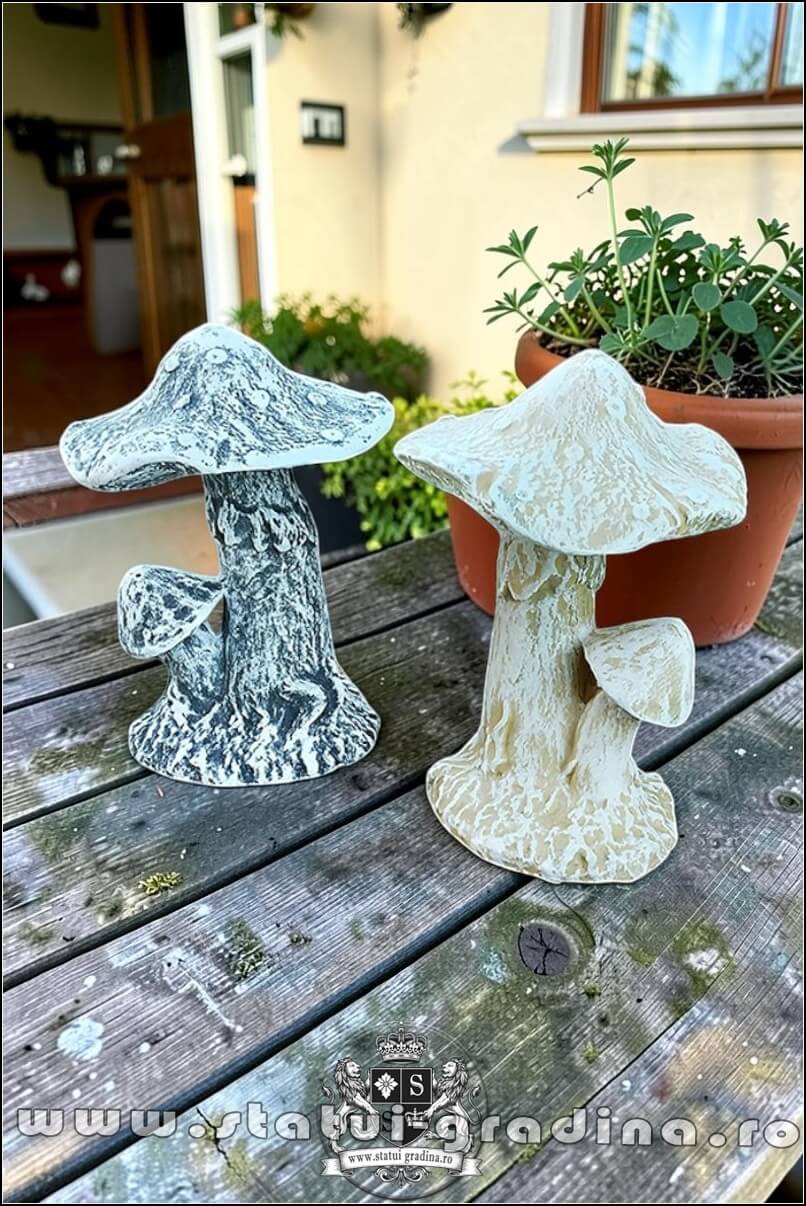 Ciupercă decorativă, gri și maro patinat, model S17. (1)
