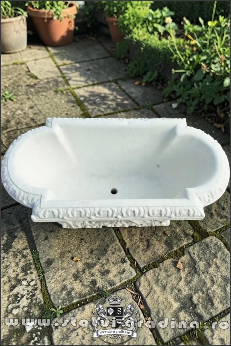 Jardinieră ornament flori, alb marmorat, model J8. (3)