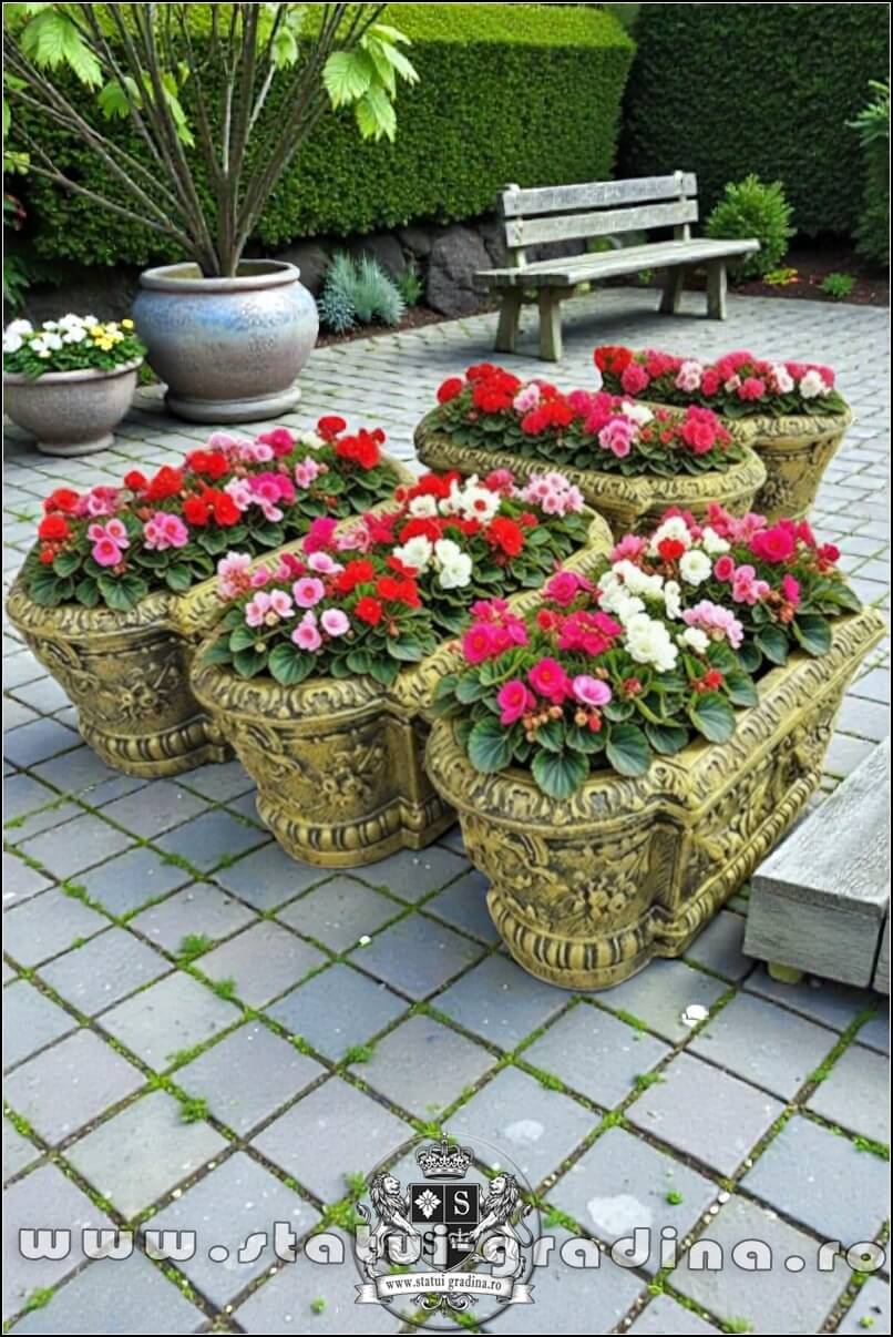 Jardinieră ornament flori, auriu antichizat, model J8. (1)