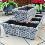 Set 4 jardiniere ornament flori, gri patinat, model J14.