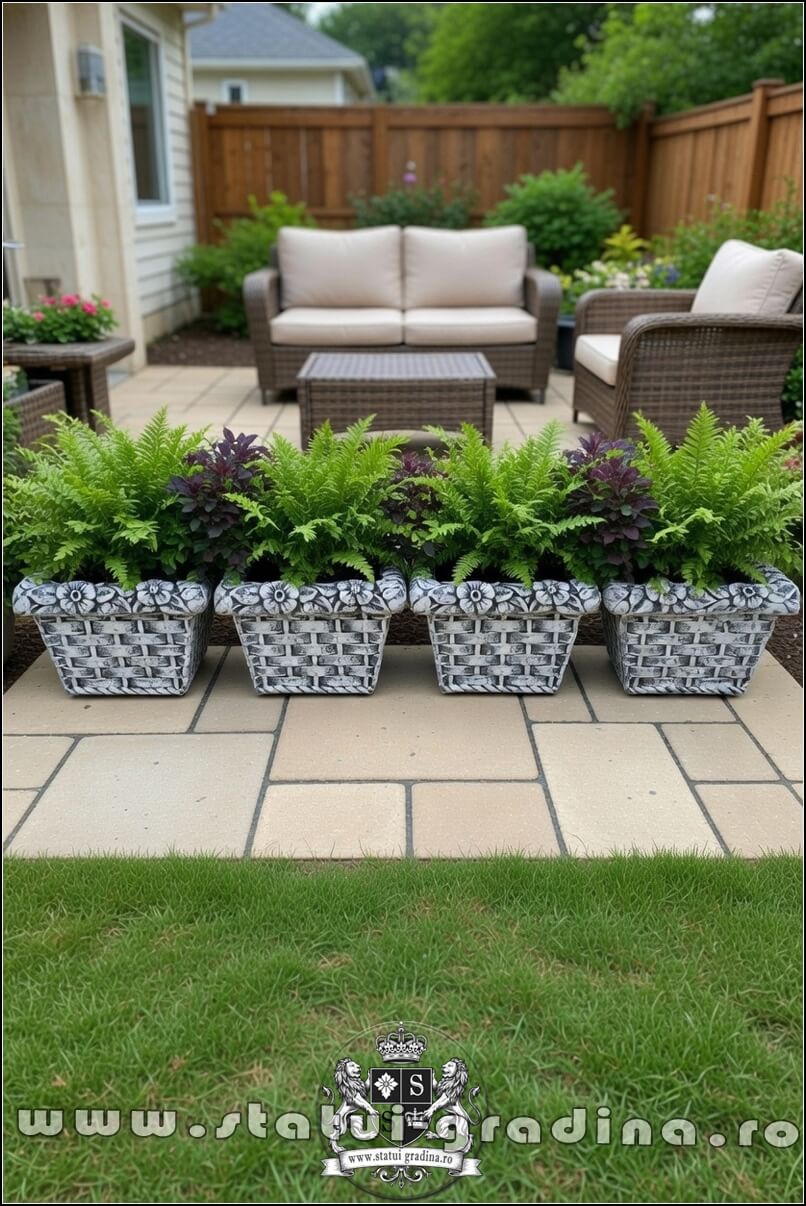 Jardinieră ornament flori, gri patinat, model J14. (7)
