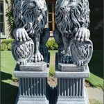 Set 2 statuete leu cu socluri, gri antichizat, S2-S108.