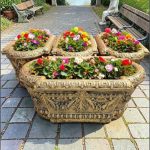 Jardinieră ornament flori, arămiu antichizat, model J8.