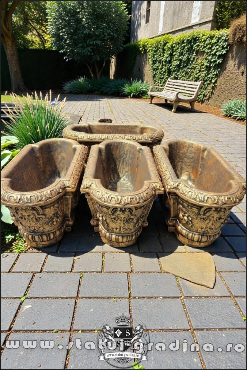 Set 4 jardiniere ornament flori, arămiu antichizat, model J8. (2)