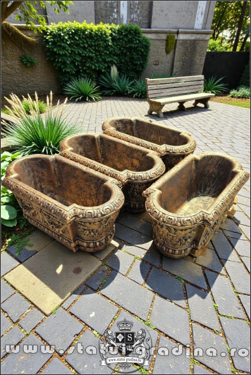 Set 4 jardiniere ornament flori, arămiu antichizat, model J8. (4)