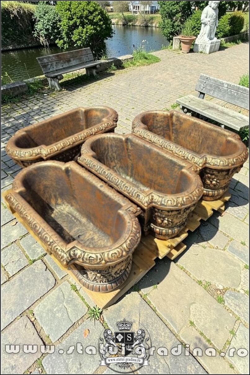 Set 4 jardiniere ornament flori, arămiu antichizat, model J8. (5)