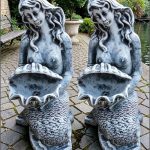 Set două sirene cu scoică, gri patinat, model S49 (2).