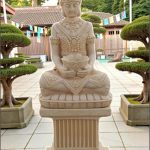 Statuetă Buddha Kwan Yin, galben antichizat, model S8 (2).