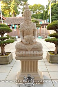 Statuetă Buddha Kwan Yin, galben antichizat, model S8 (2).