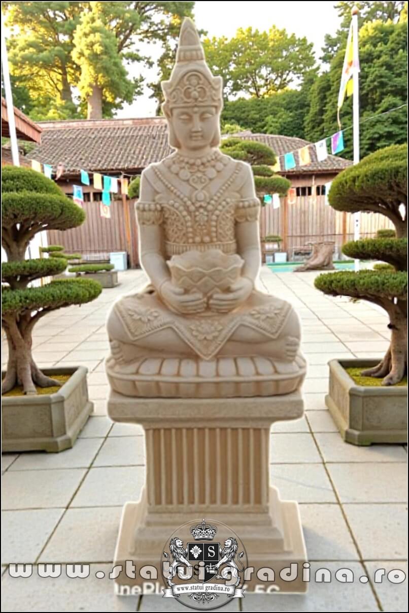 Statuetă Buddha Kwan Yin, galben antichizat, model S8 (2). (1)