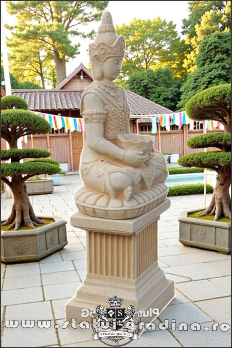 Statuetă Buddha Kwan Yin, galben antichizat, model S8 (2). (2)