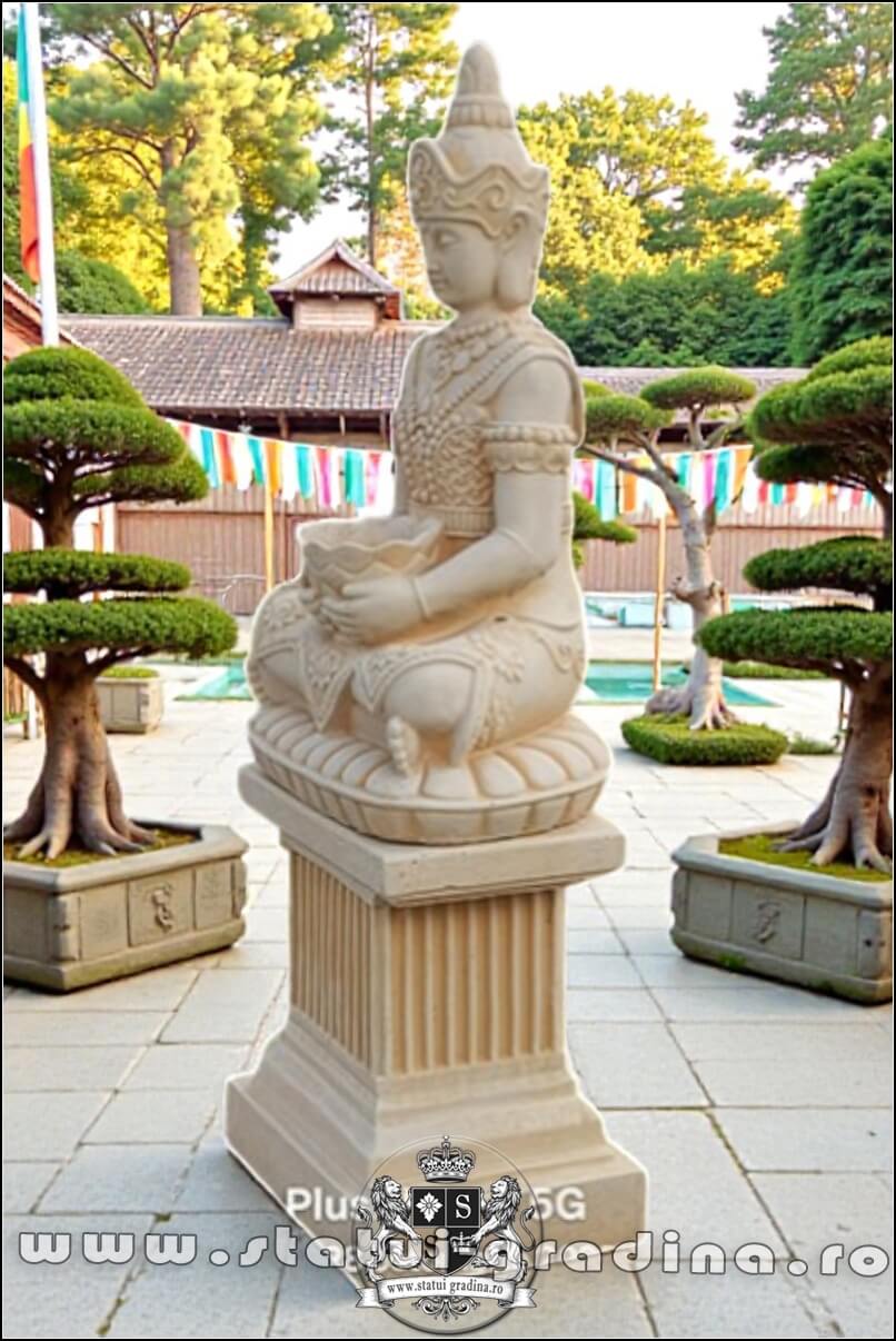 Statuetă Buddha Kwan Yin, galben antichizat, model S8 (2). (3)