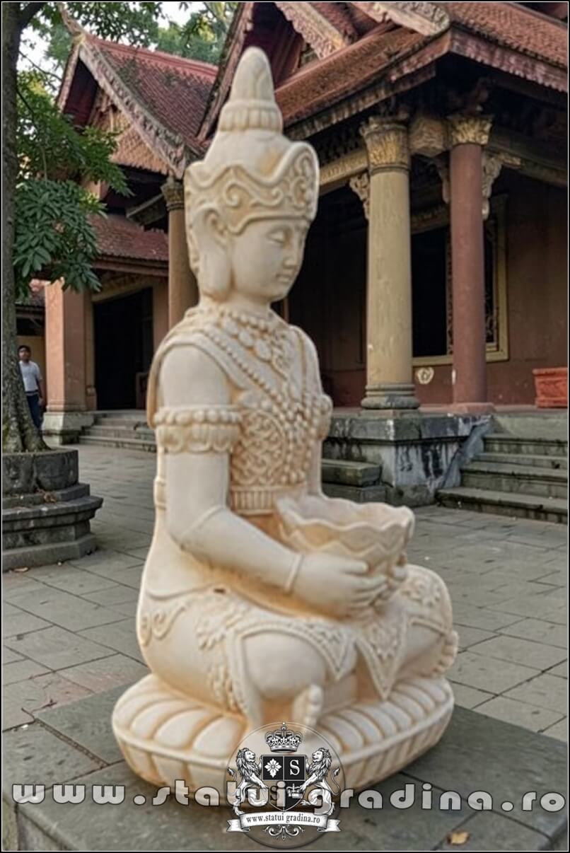 Statuetă Buddha Kwan Yin, galben antichizat, model S8. (2)