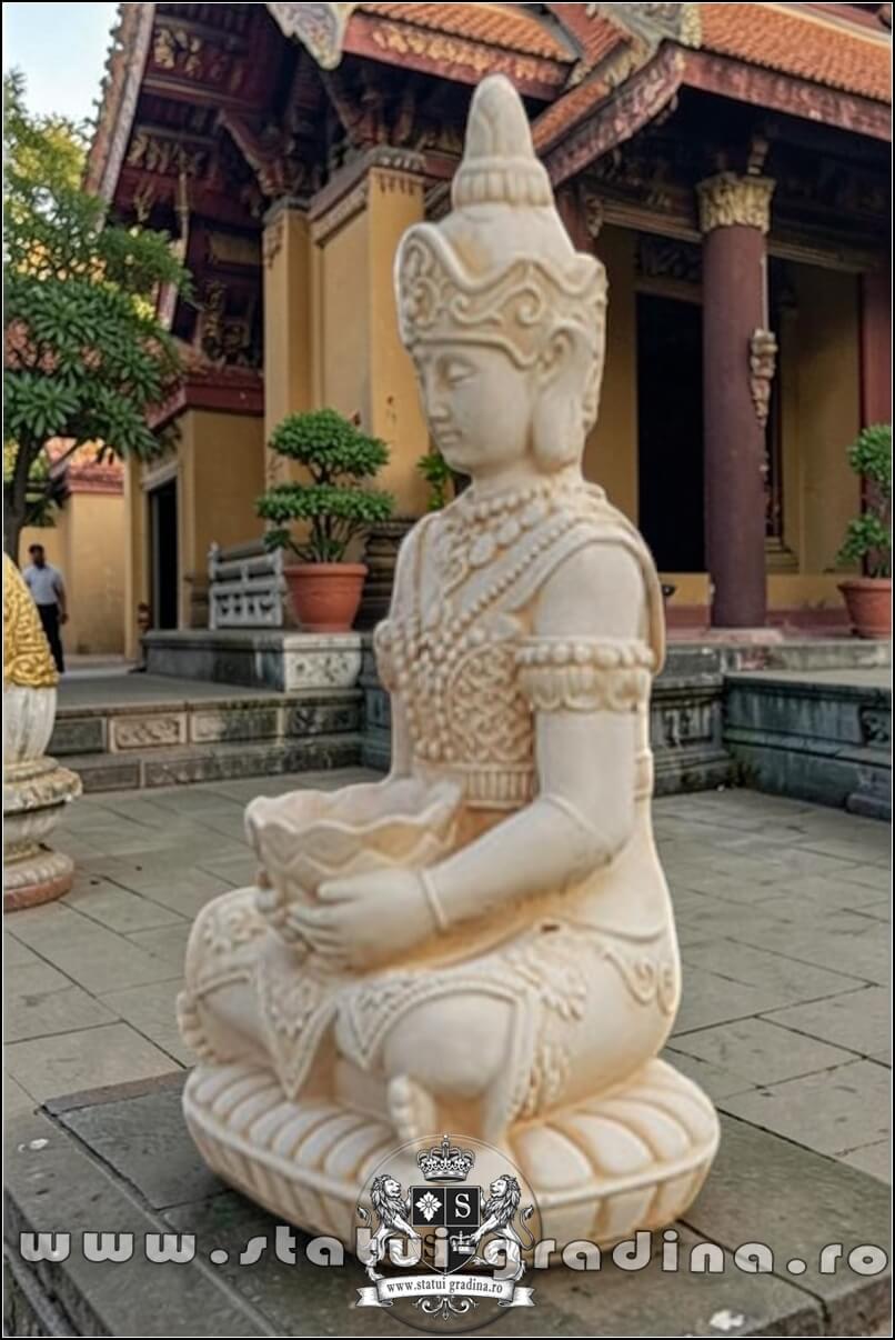 Statuetă Buddha Kwan Yin, galben antichizat, model S8. (3)