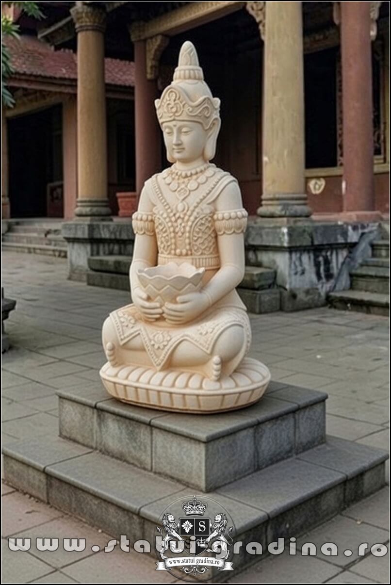 Statuetă Buddha Kwan Yin, galben antichizat, model S8. (5)