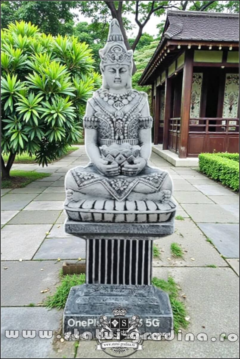Statuetă Buddha Kwan Yin, gri antichizat, model S8 (2). (1)