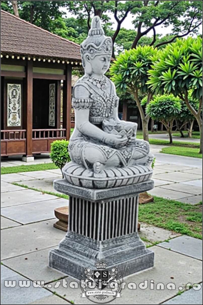 Statuetă Buddha Kwan Yin, gri antichizat, model S8 (2). (2)