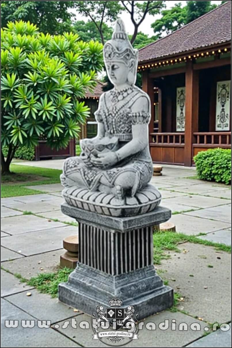 Statuetă Buddha Kwan Yin, gri antichizat, model S8 (2). (3)