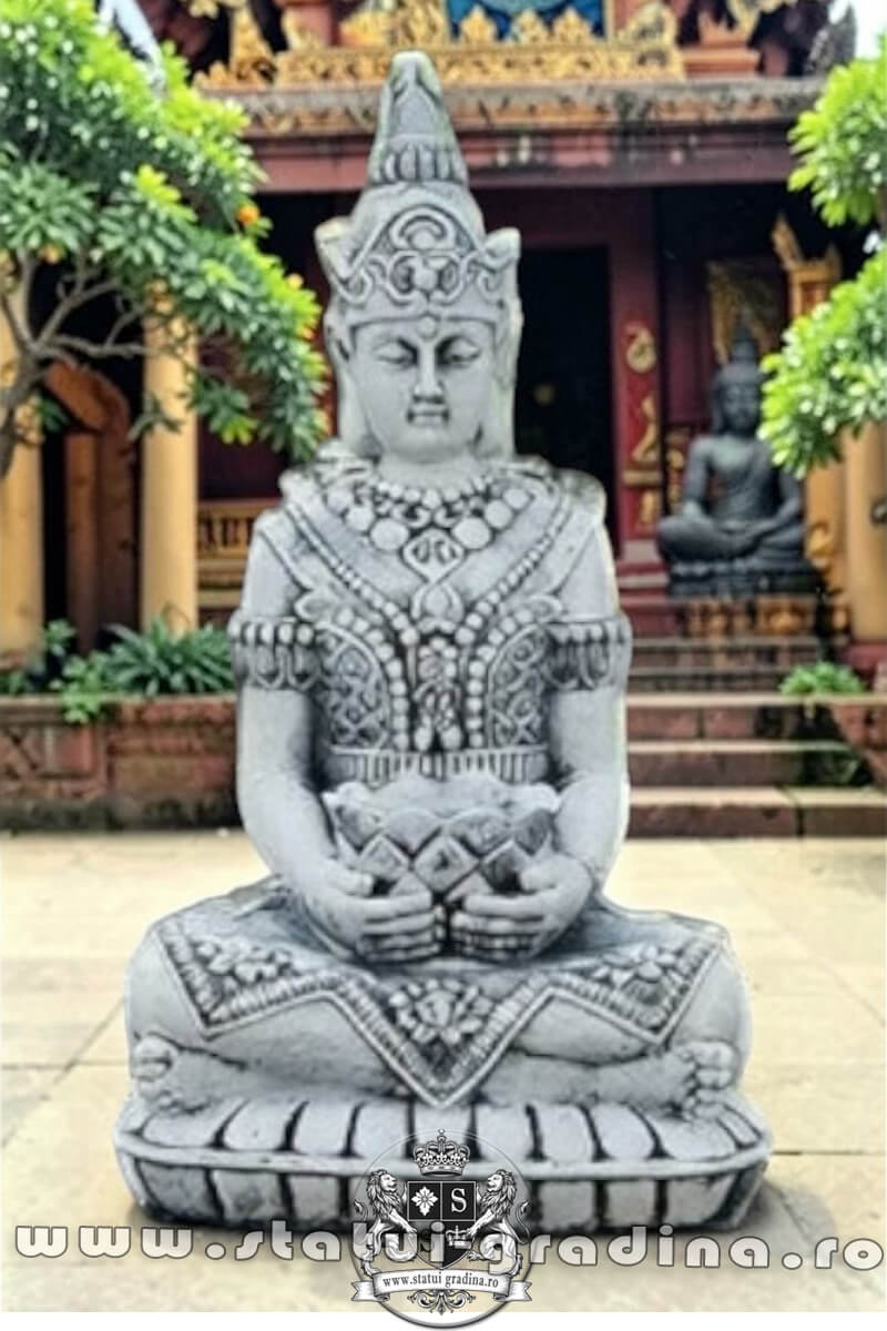 Statuetă Buddha Kwan Yin, gri antichizat, model S8. (1)