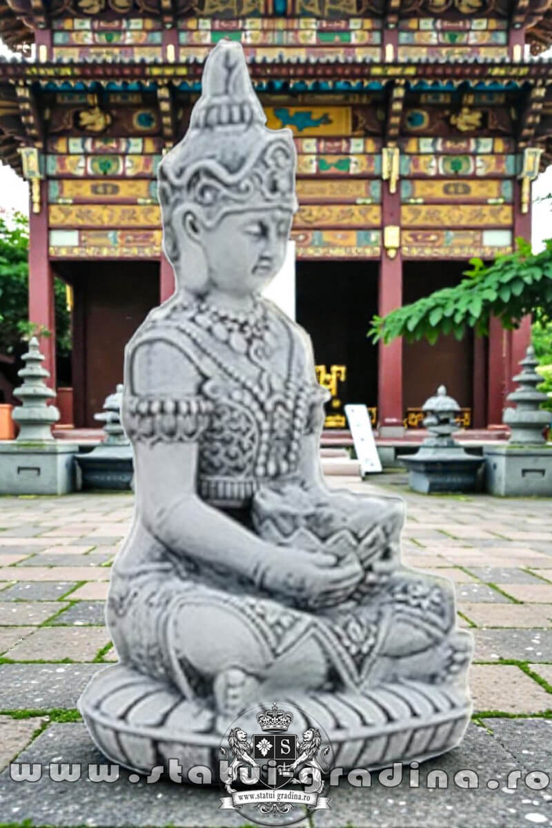 Statuetă Buddha Kwan Yin, gri antichizat, model S8. (2)