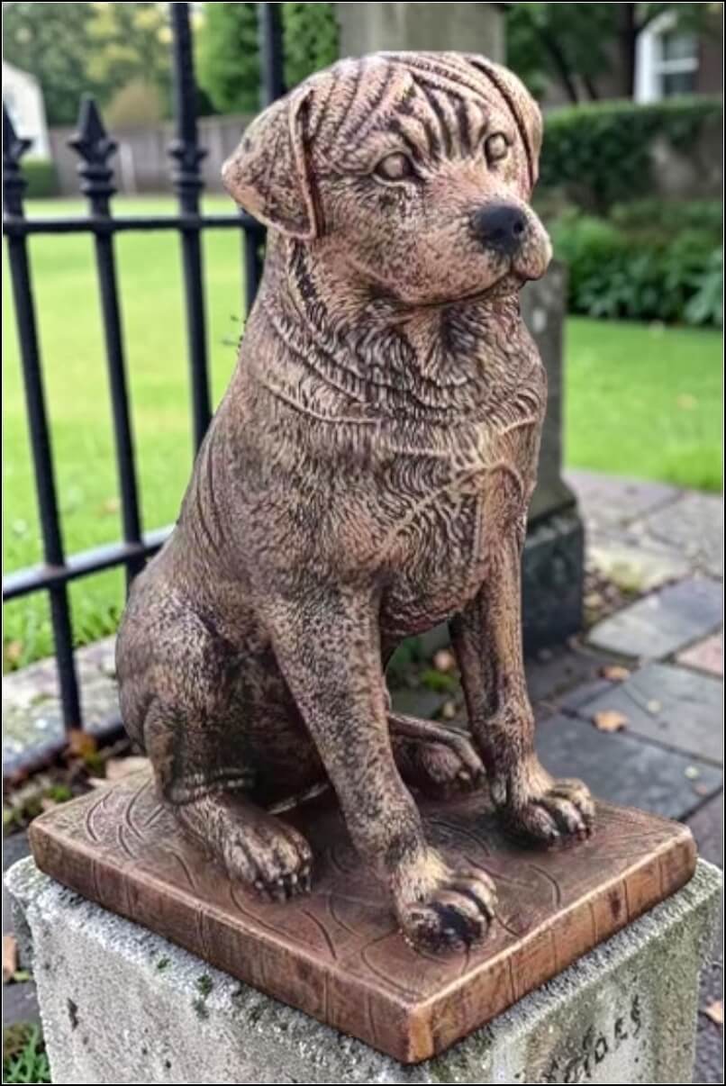 Statuetă câine rottweiler, arămiu patinat, model S12. (1)