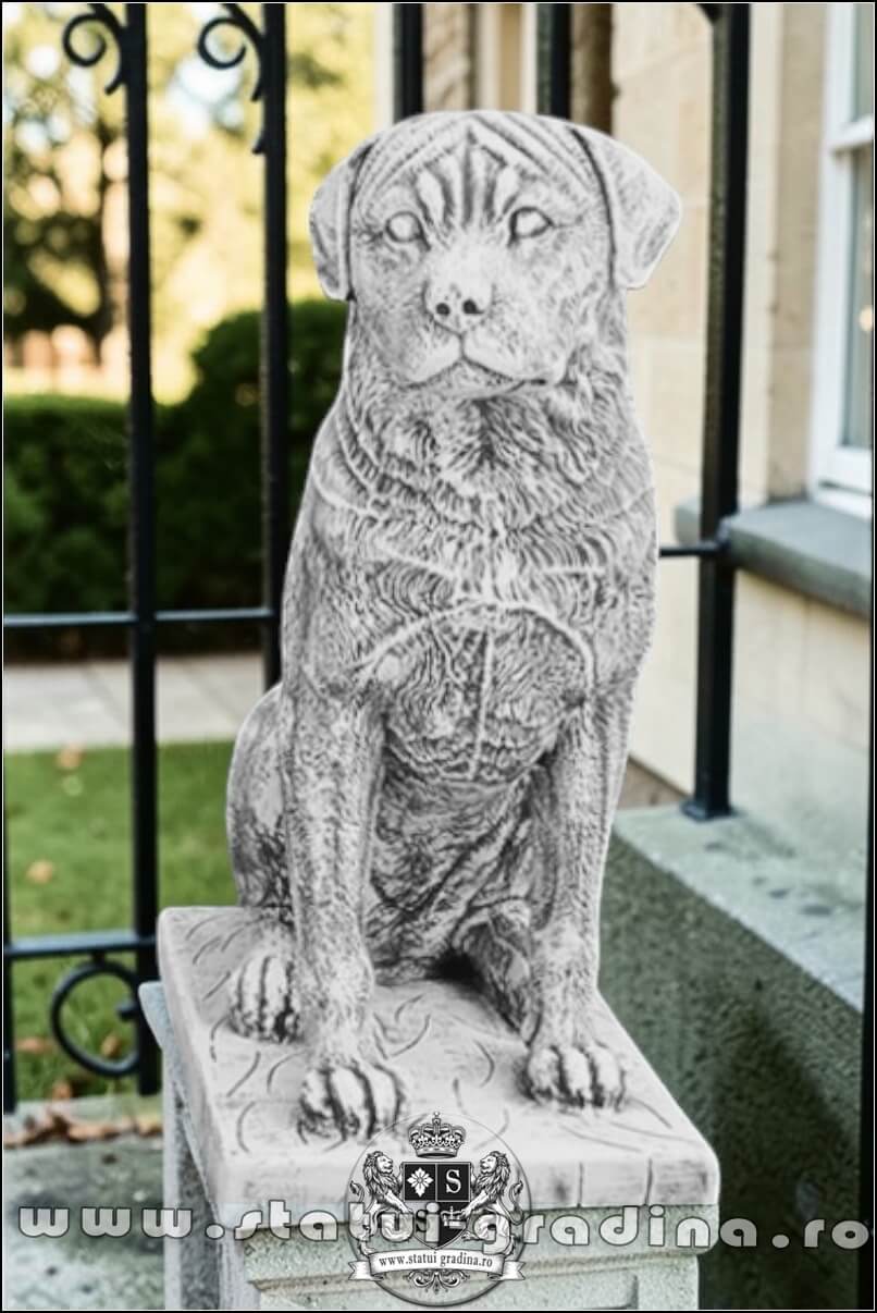 Statuetă câine rottweiler, gri patinat, model S12. (1)